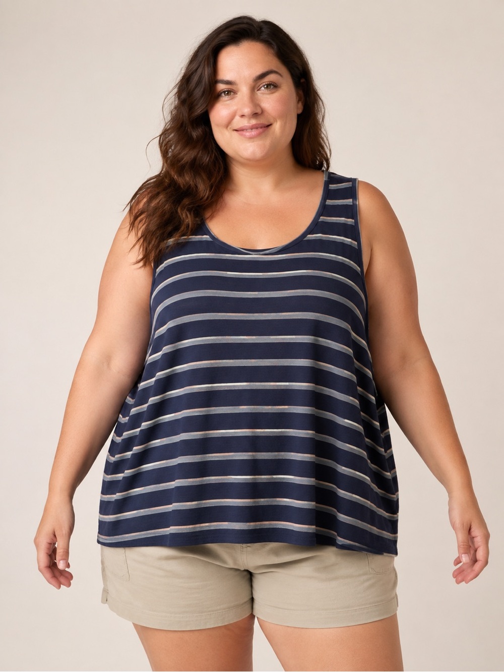 Patagonia Navy and Cream Striped Tank Top XXL